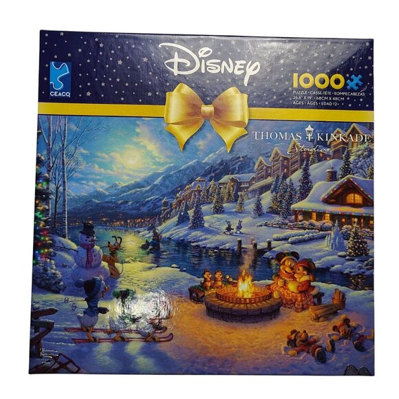 Ceaco Disney 1000-Piece Jigsaw Puzzle Mickey and Minnie Christmas Lodge - Picture 1 of 5
